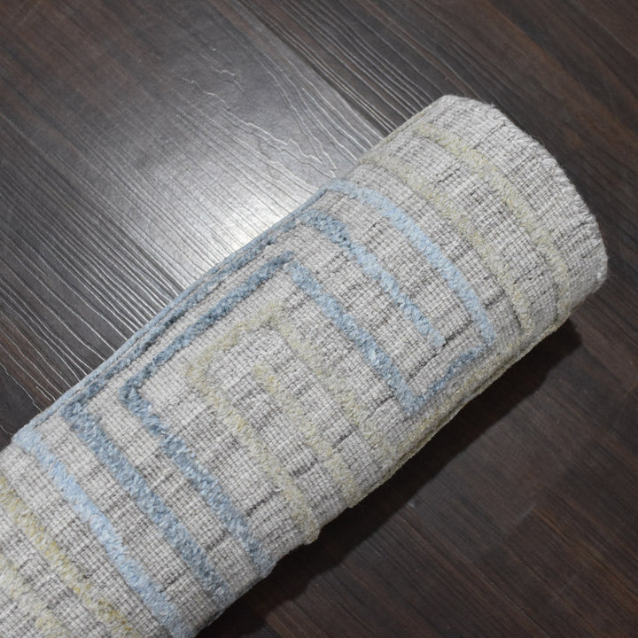 Hand Woven Overtufted Kilim Polypropylene Area Rug Geometric Ivory Multicolor DP0005