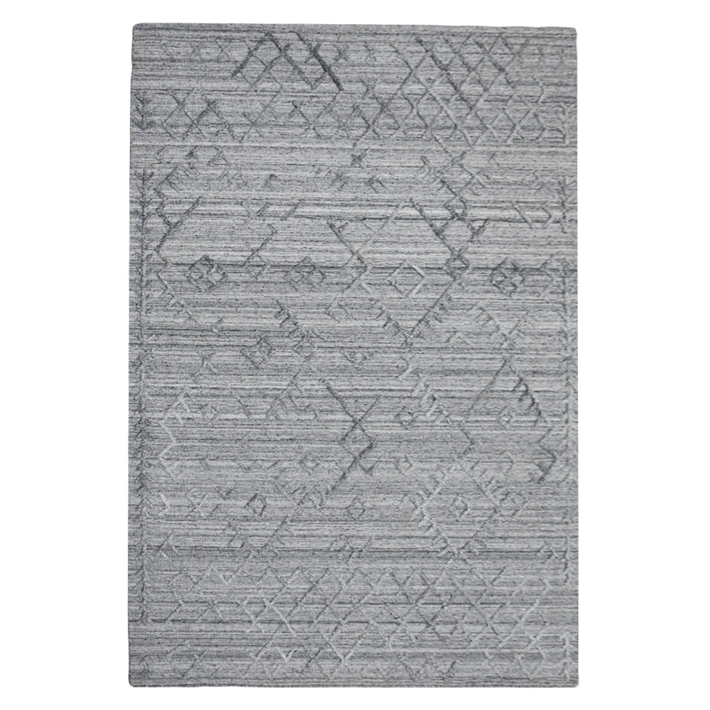 Hand Woven Overtufted Kilim Polypropylene Area Rug Geometric Silver DP0006