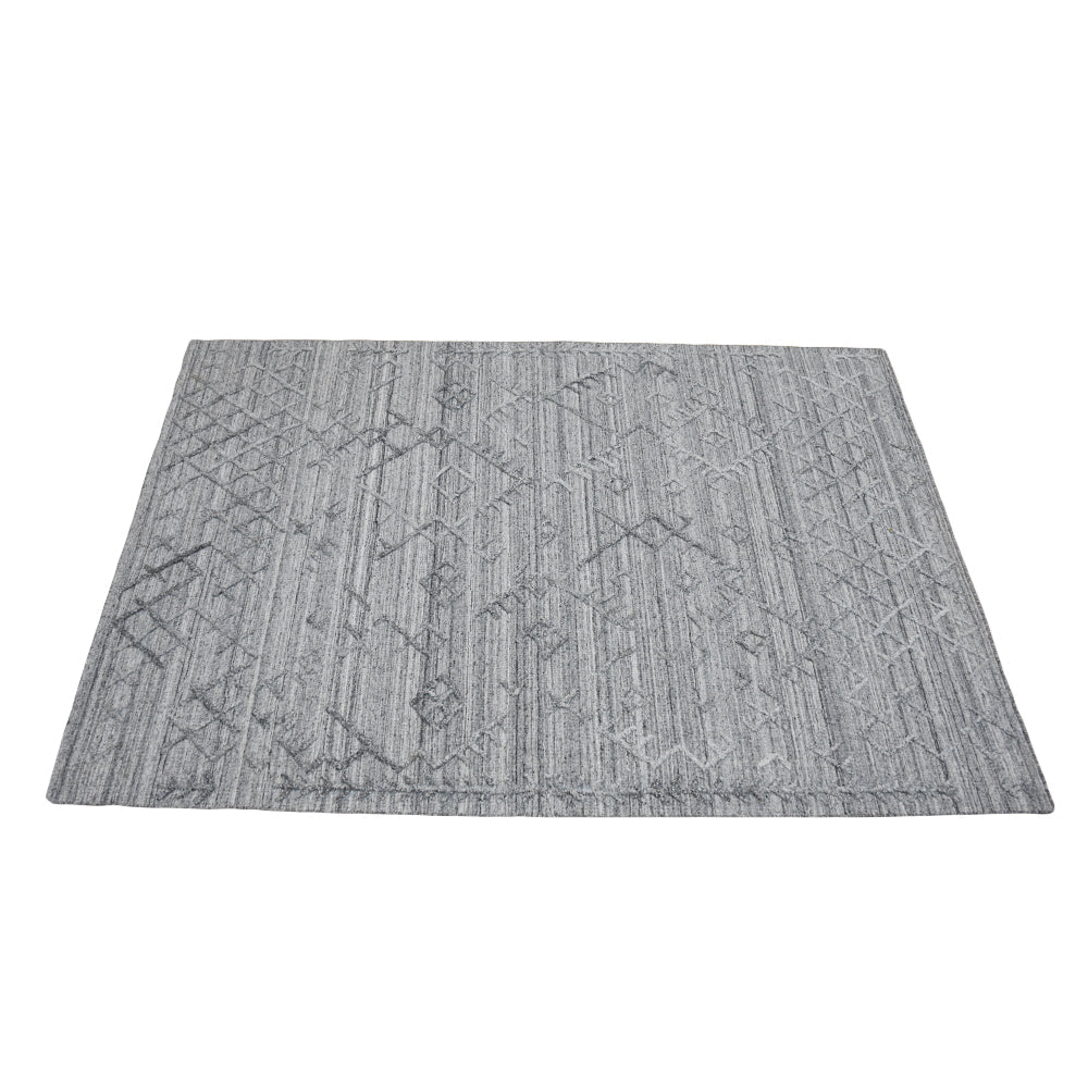 Hand Woven Overtufted Kilim Polypropylene Area Rug Geometric Silver DP0006