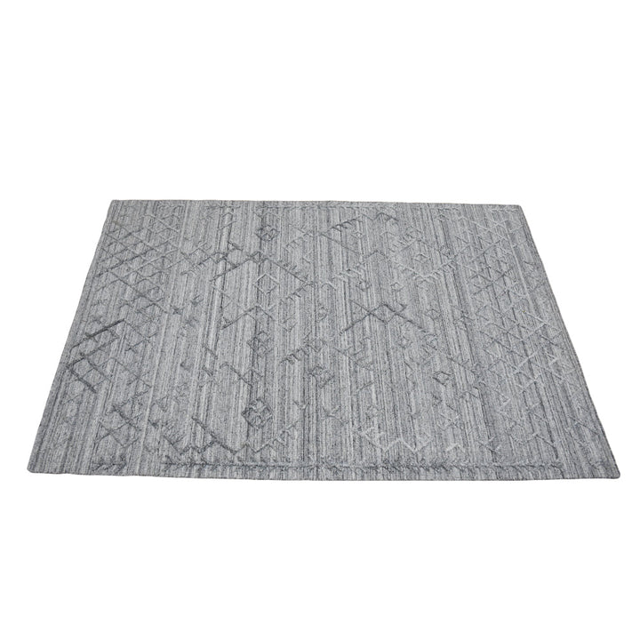 Hand Woven Overtufted Kilim Polypropylene Area Rug Geometric Silver DP0006