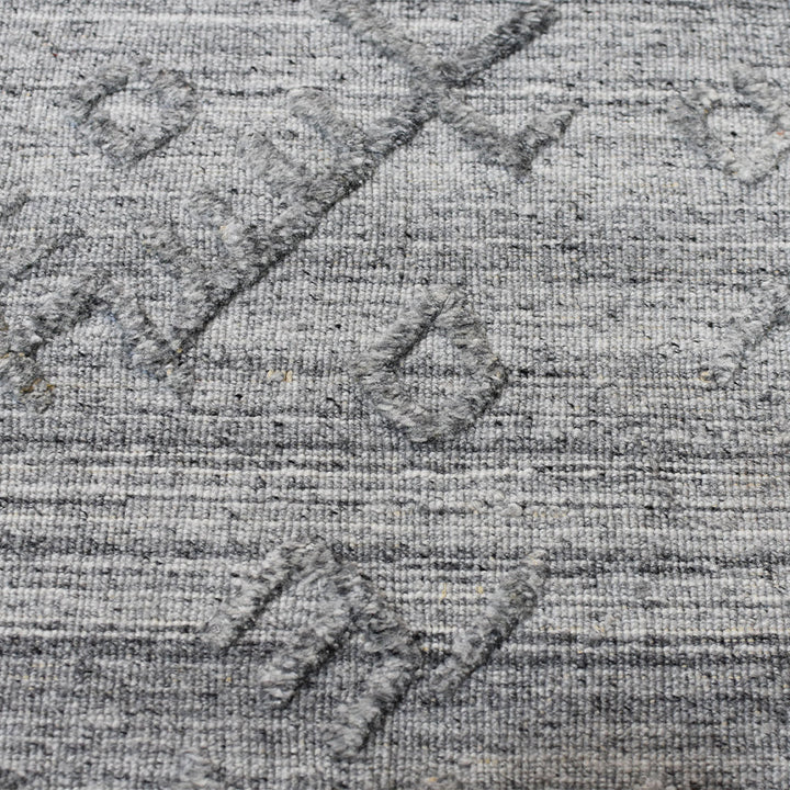 Hand Woven Overtufted Kilim Polypropylene Area Rug Geometric Silver DP0006