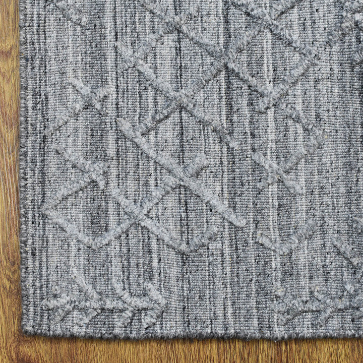 Hand Woven Overtufted Kilim Polypropylene Area Rug Geometric Silver DP0006