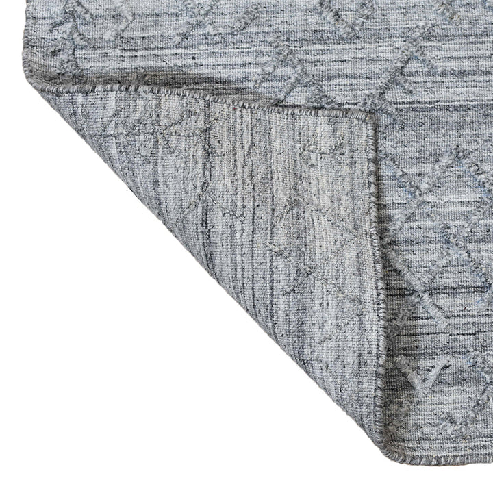 Hand Woven Overtufted Kilim Polypropylene Area Rug Geometric Silver DP0006
