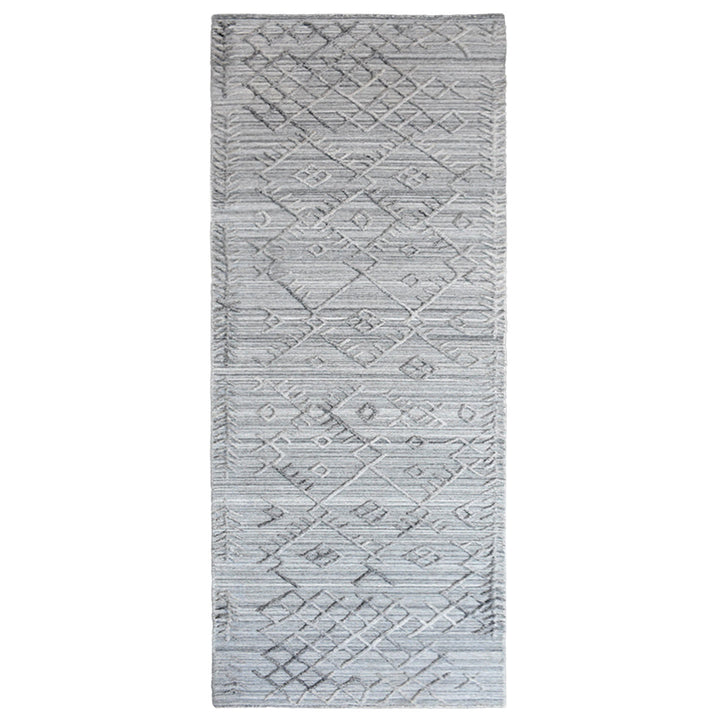 Hand Woven Overtufted Kilim Polypropylene Area Rug Geometric Silver DP0006