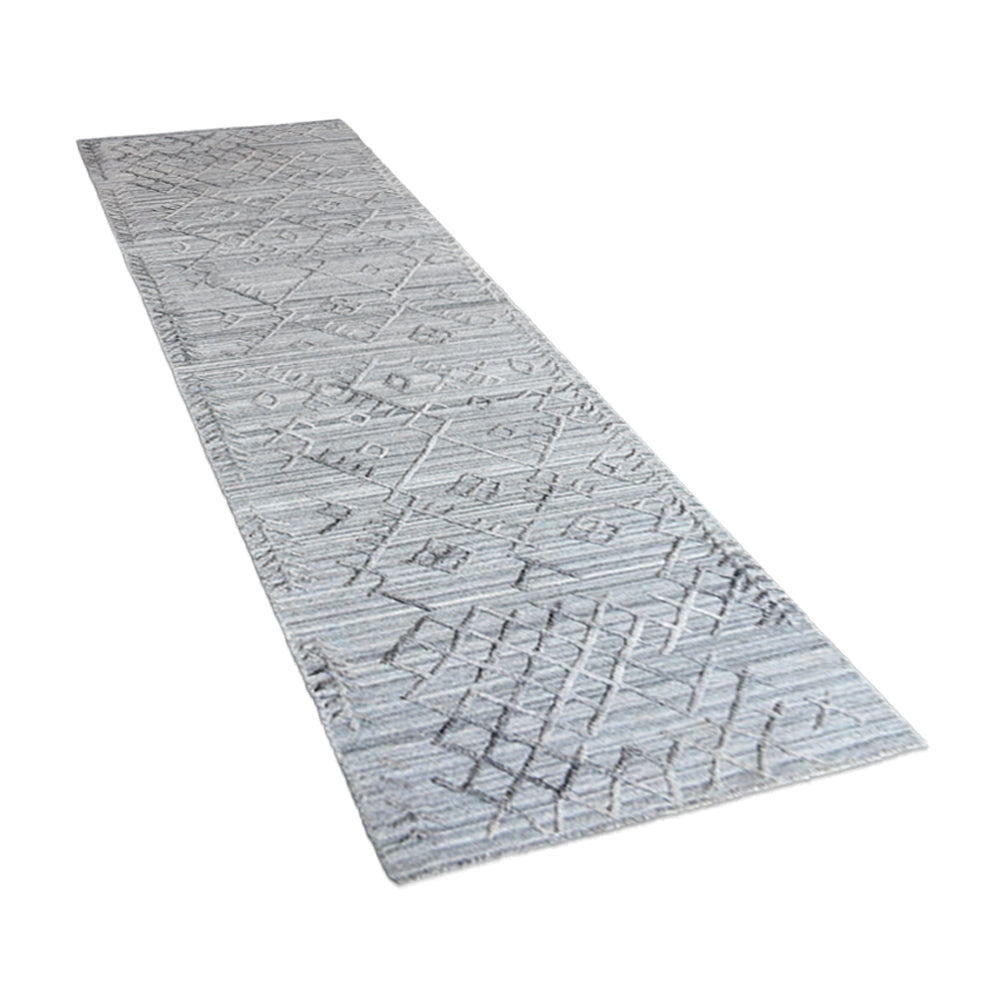 Hand Woven Overtufted Kilim Polypropylene Area Rug Geometric Silver DP0006