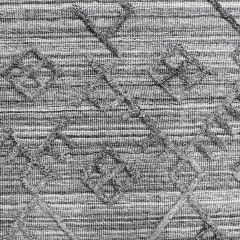 Hand Woven Overtufted Kilim Polypropylene Area Rug Geometric Silver DP0006