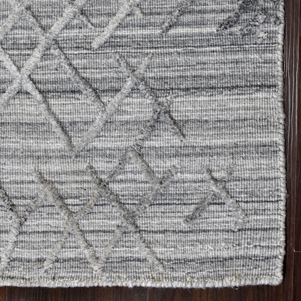 Hand Woven Overtufted Kilim Polypropylene Area Rug Geometric Silver DP0006