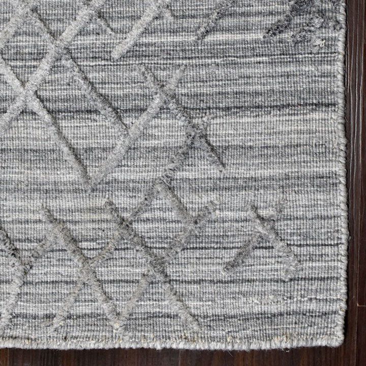 Hand Woven Overtufted Kilim Polypropylene Area Rug Geometric Silver DP0006