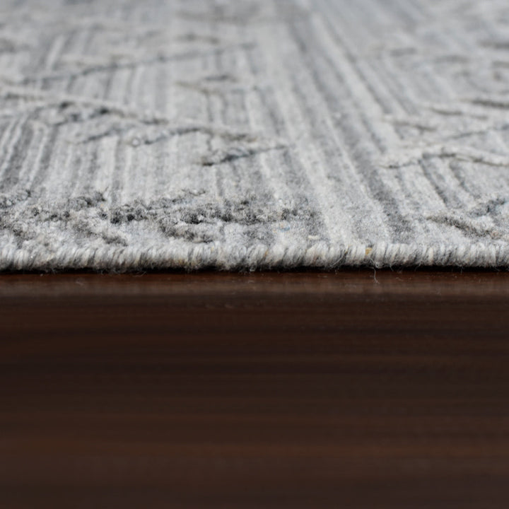 Hand Woven Overtufted Kilim Polypropylene Area Rug Geometric Silver DP0006