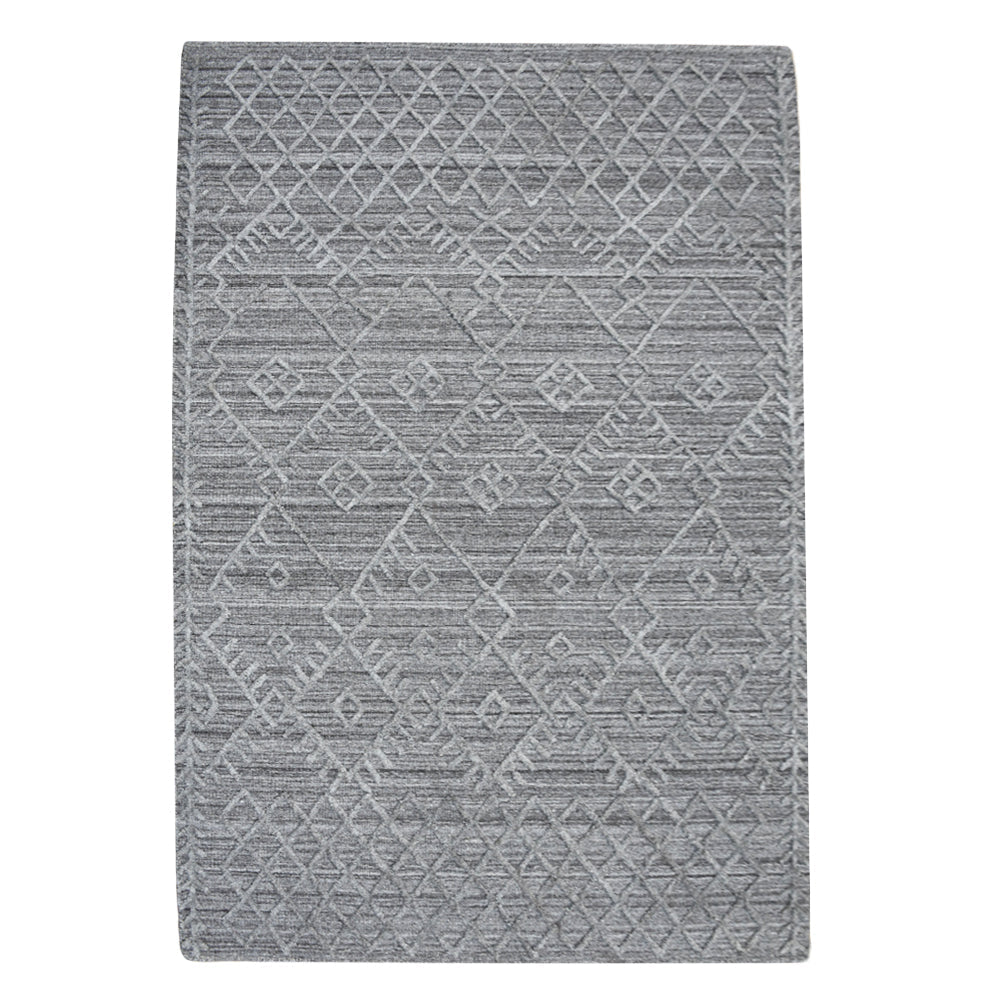 Hand Woven Overtufted Kilim Polypropylene Area Rug Geometric Silver DP0006