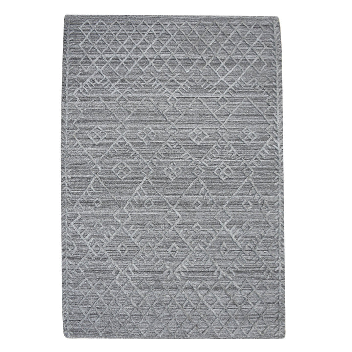 Hand Woven Overtufted Kilim Polypropylene Area Rug Geometric Silver DP0006