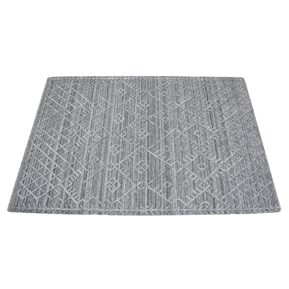 Hand Woven Overtufted Kilim Polypropylene Area Rug Geometric Silver DP0006