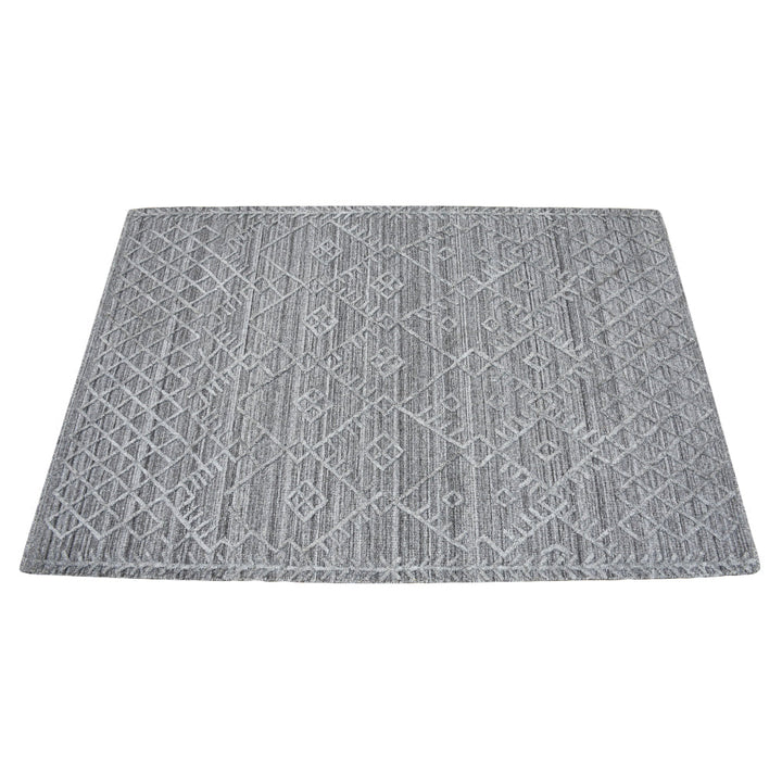Hand Woven Overtufted Kilim Polypropylene Area Rug Geometric Silver DP0006