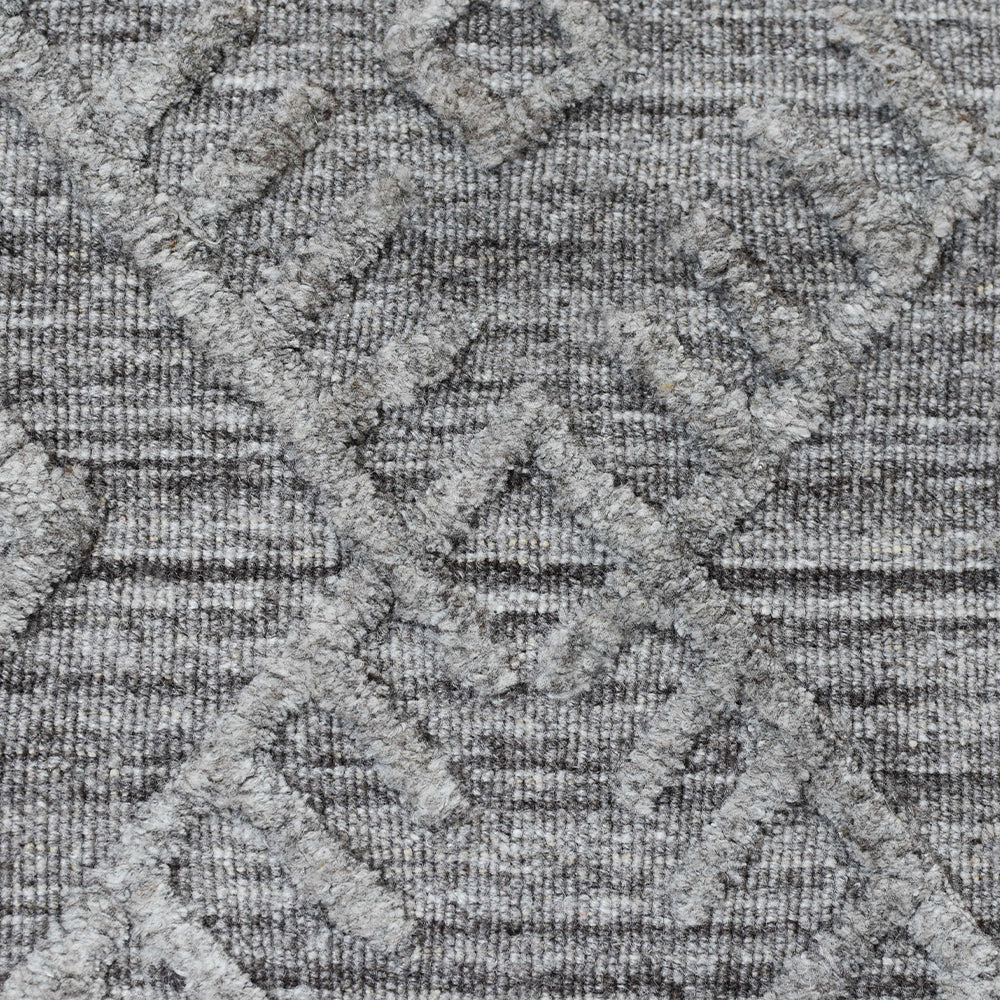 Hand Woven Overtufted Kilim Polypropylene Area Rug Geometric Silver DP0006