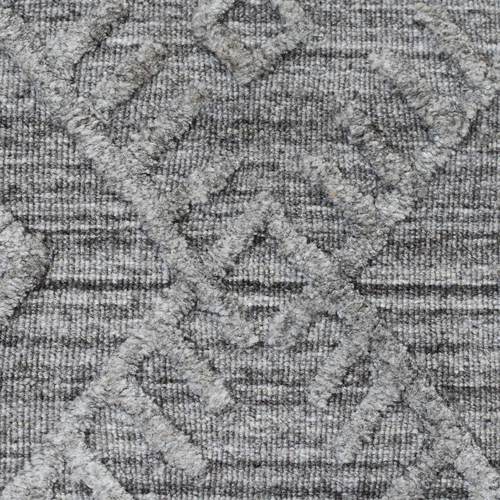 Hand Woven Overtufted Kilim Polypropylene Area Rug Geometric Silver DP0006