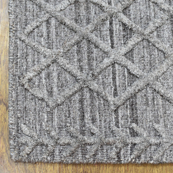 Hand Woven Overtufted Kilim Polypropylene Area Rug Geometric Silver DP0006