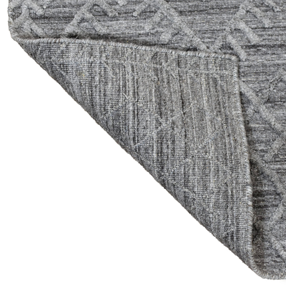 Hand Woven Overtufted Kilim Polypropylene Area Rug Geometric Silver DP0006