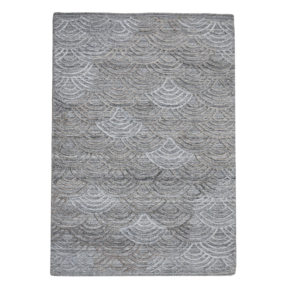 Hand Woven Overtufted Kilim Polypropylene Area Rug Geometric Silver DP0007