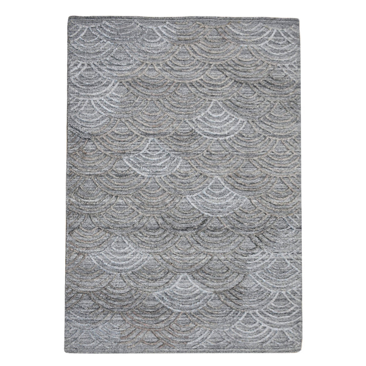 Hand Woven Overtufted Kilim Polypropylene Area Rug Geometric Silver DP0007