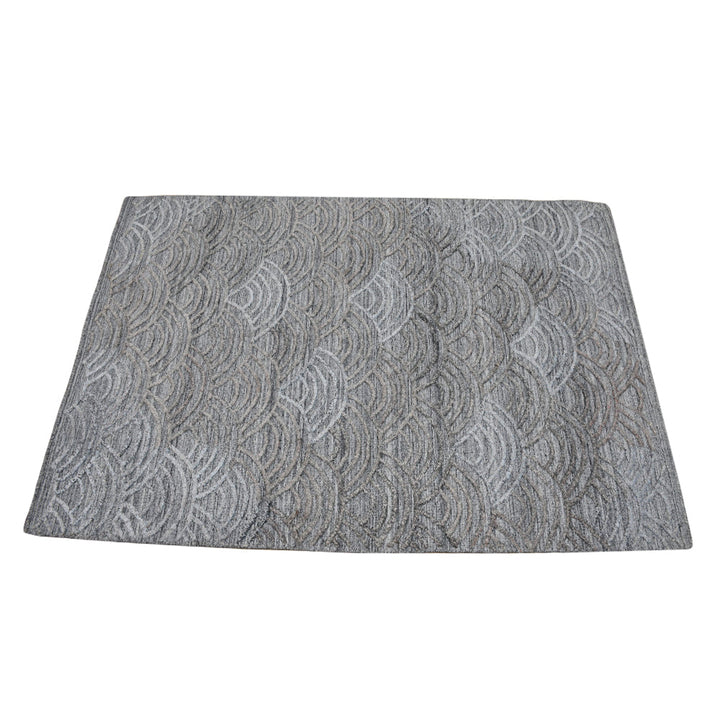 Hand Woven Overtufted Kilim Polypropylene Area Rug Geometric Silver DP0007