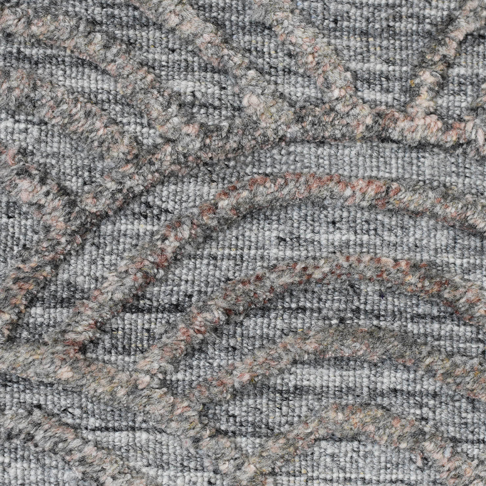 Hand Woven Overtufted Kilim Polypropylene Area Rug Geometric Silver DP0007