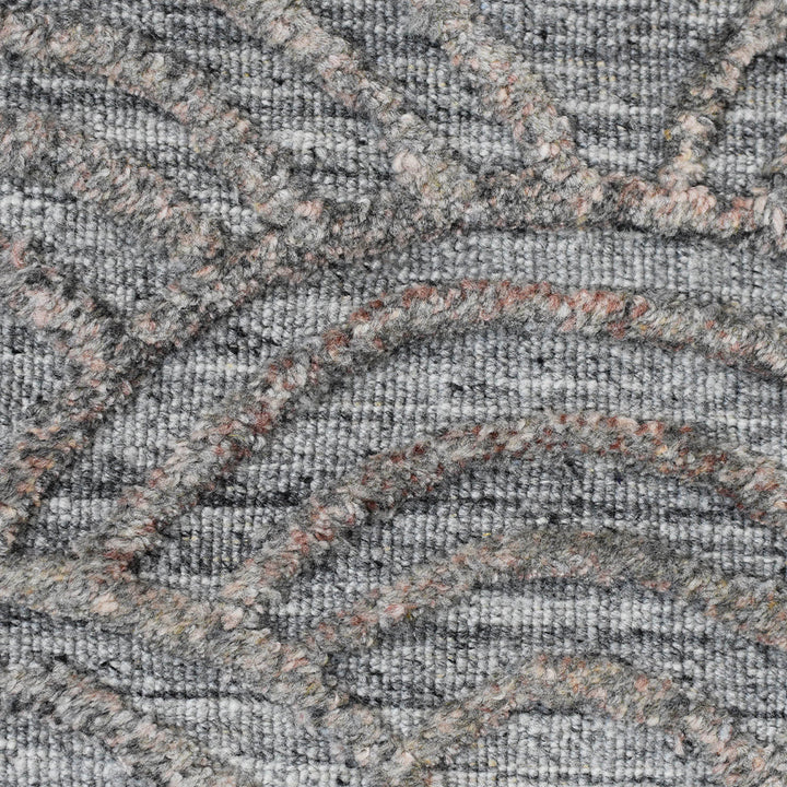 Hand Woven Overtufted Kilim Polypropylene Area Rug Geometric Silver DP0007