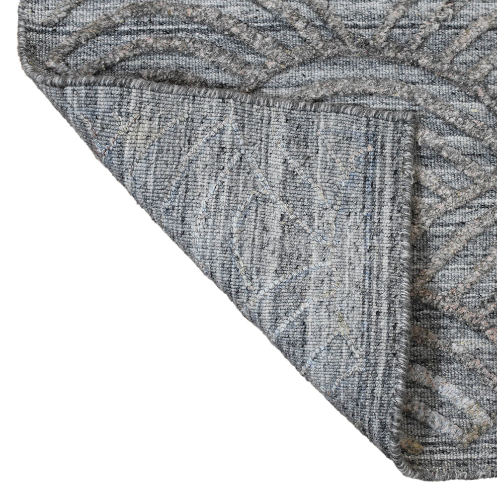 Hand Woven Overtufted Kilim Polypropylene Area Rug Geometric Silver DP0007
