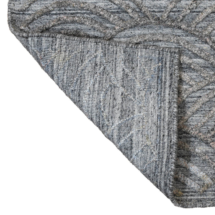 Hand Woven Overtufted Kilim Polypropylene Area Rug Geometric Silver DP0007