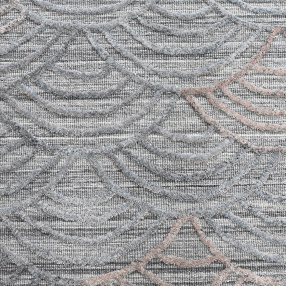 Hand Woven Overtufted Kilim Polypropylene Area Rug Geometric Silver DP0007