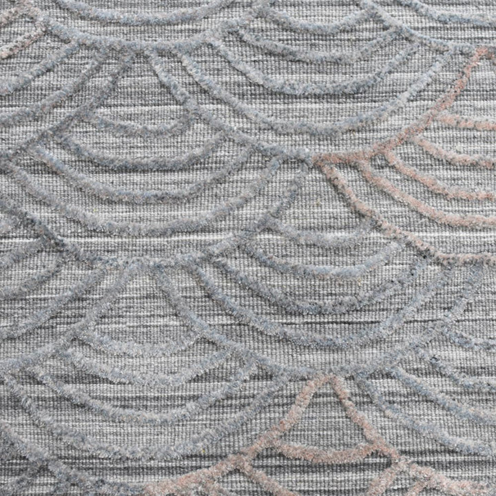 Hand Woven Overtufted Kilim Polypropylene Area Rug Geometric Silver DP0007