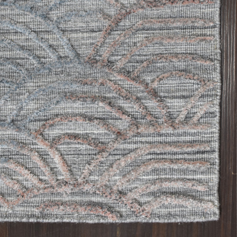Hand Woven Overtufted Kilim Polypropylene Area Rug Geometric Silver DP0007