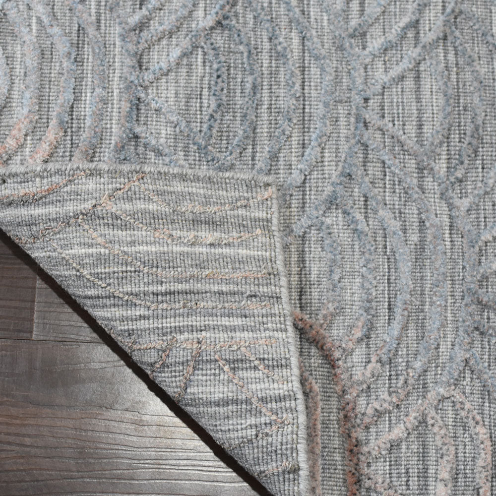 Hand Woven Overtufted Kilim Polypropylene Area Rug Geometric Silver DP0007