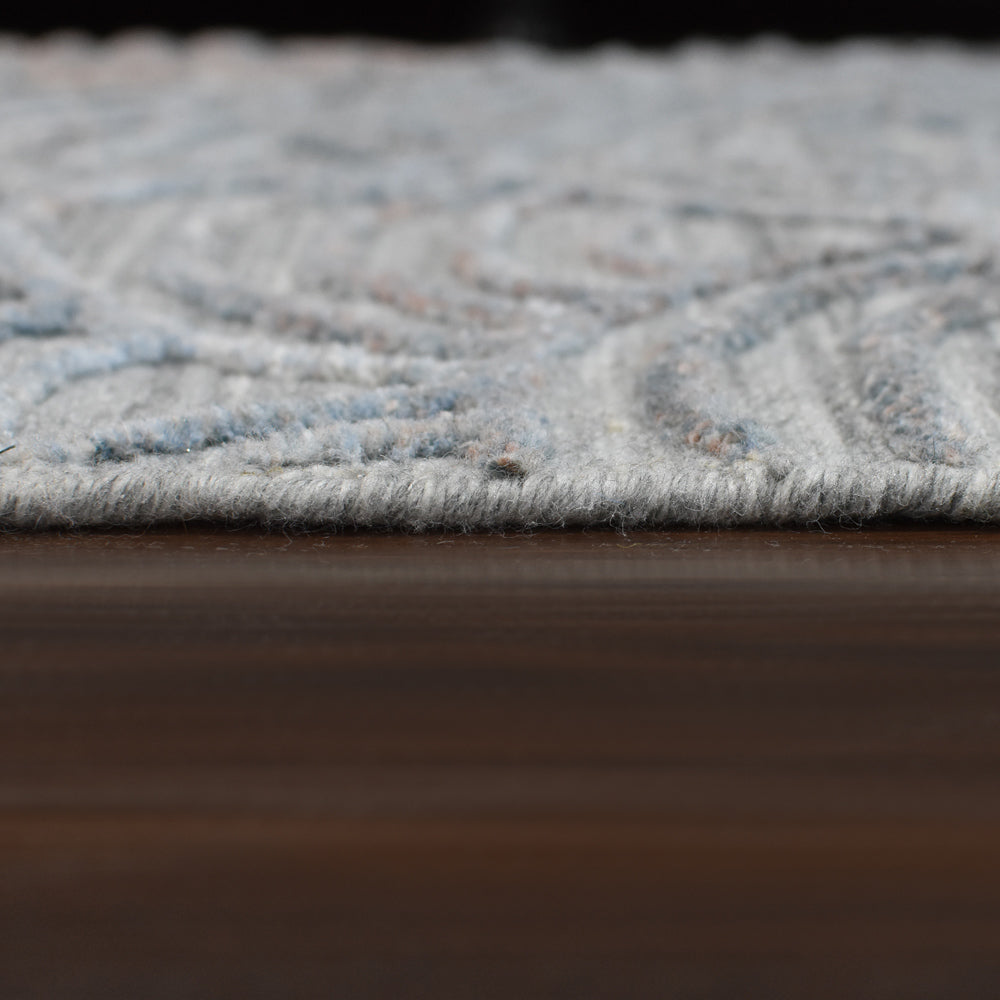 Hand Woven Overtufted Kilim Polypropylene Area Rug Geometric Silver DP0007