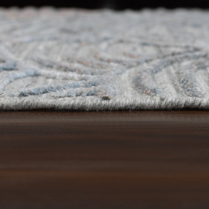 Hand Woven Overtufted Kilim Polypropylene Area Rug Geometric Silver DP0007