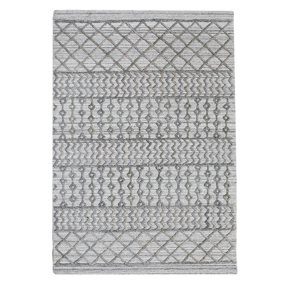 Hand Woven Overtufted Kilim Polypropylene Area Rug Contemporary Light Gray DP0009
