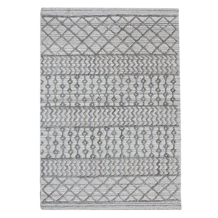 Hand Woven Overtufted Kilim Polypropylene Area Rug Contemporary Light Gray DP0009