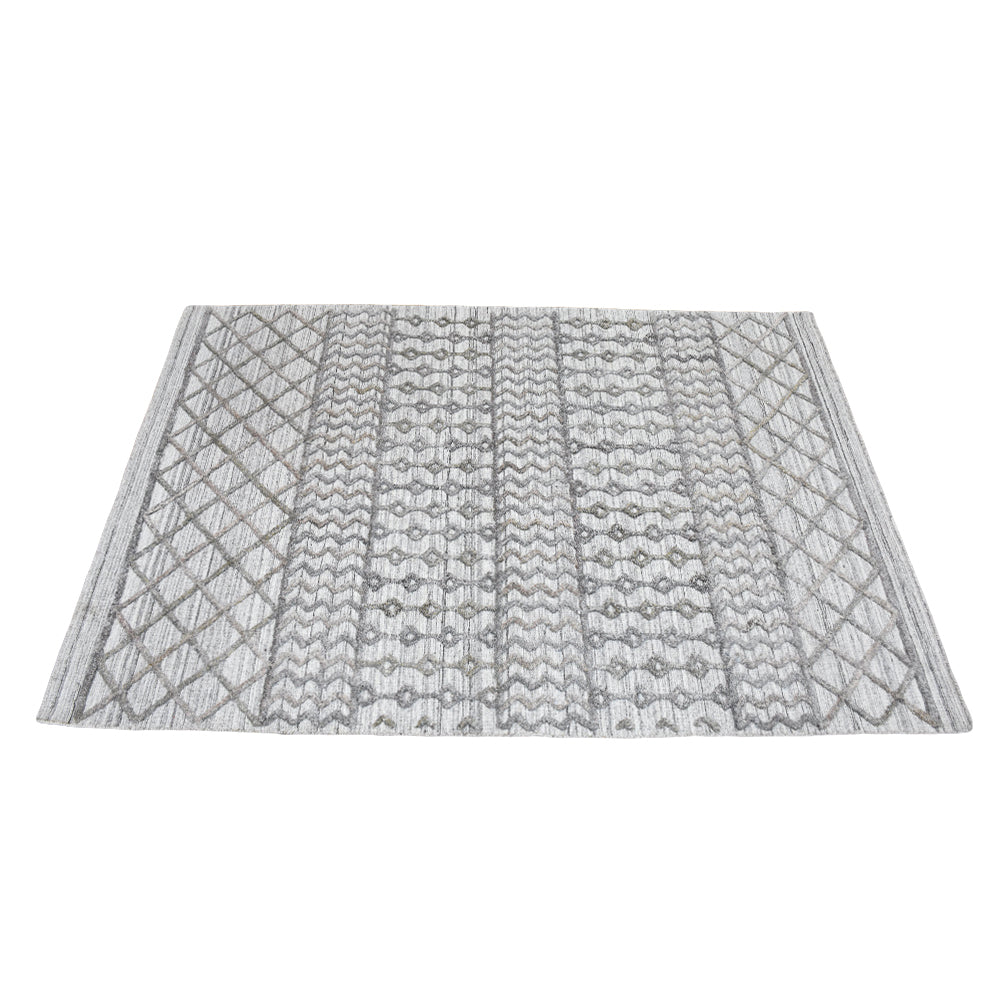 Hand Woven Overtufted Kilim Polypropylene Area Rug Contemporary Light Gray DP0009