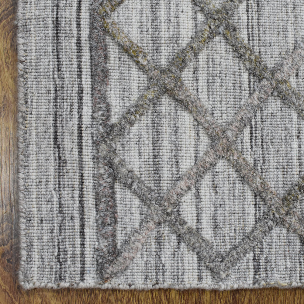 Hand Woven Overtufted Kilim Polypropylene Area Rug Contemporary Light Gray DP0009