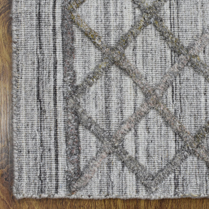 Hand Woven Overtufted Kilim Polypropylene Area Rug Contemporary Light Gray DP0009