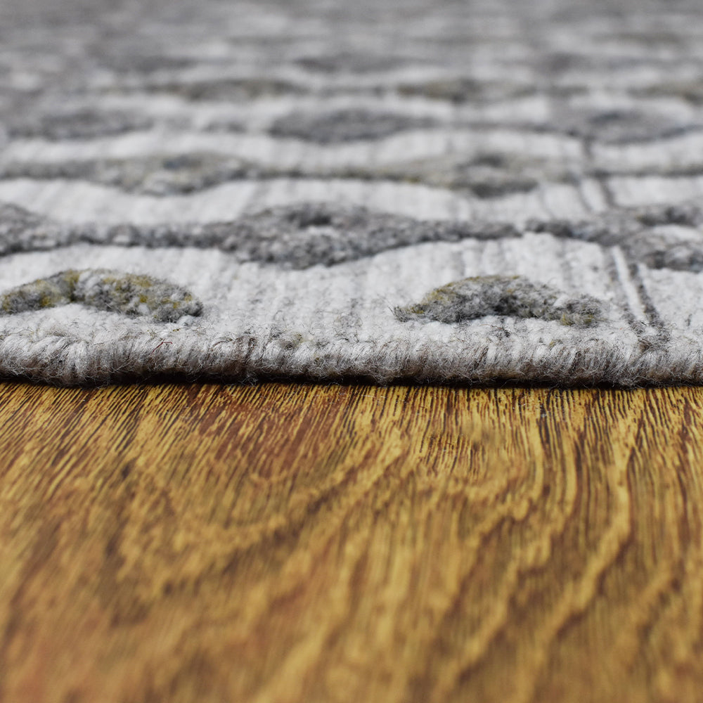 Hand Woven Overtufted Kilim Polypropylene Area Rug Contemporary Light Gray DP0009