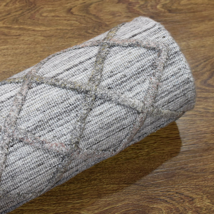 Hand Woven Overtufted Kilim Polypropylene Area Rug Contemporary Light Gray DP0009