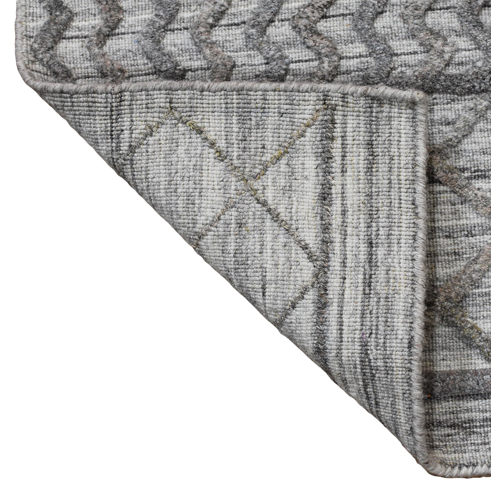 Hand Woven Overtufted Kilim Polypropylene Area Rug Contemporary Light Gray DP0009