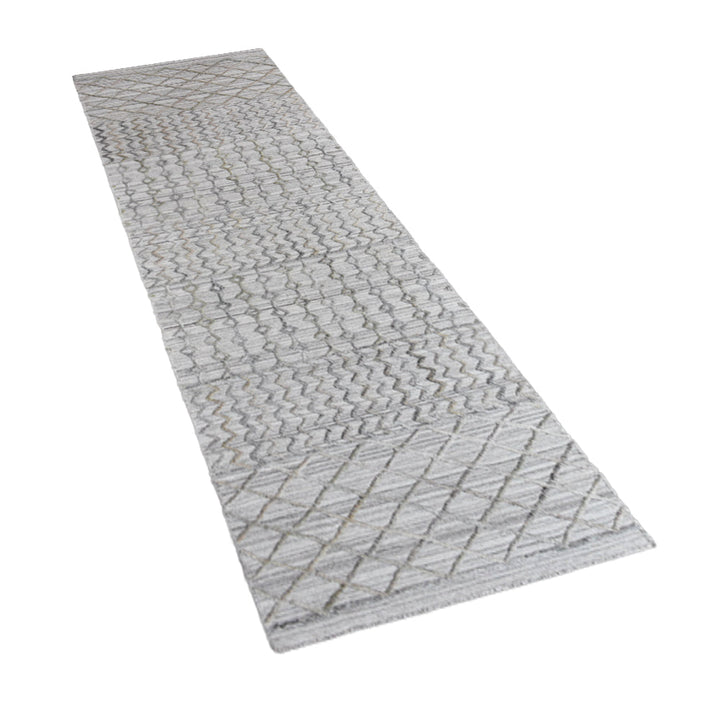 Hand Woven Overtufted Kilim Polypropylene Area Rug Contemporary Light Gray DP0009