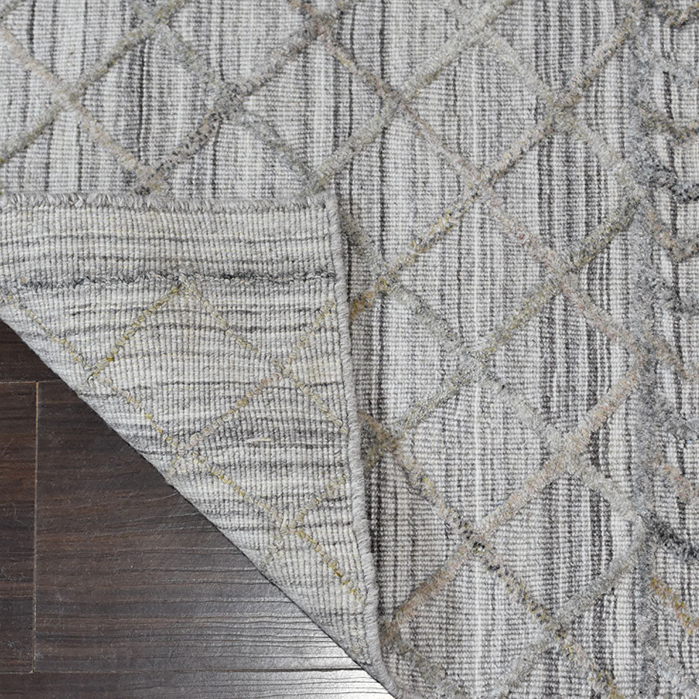 Hand Woven Overtufted Kilim Polypropylene Area Rug Contemporary Light Gray DP0009