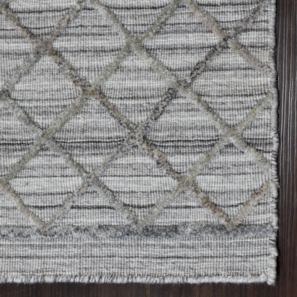 Hand Woven Overtufted Kilim Polypropylene Area Rug Contemporary Light Gray DP0009