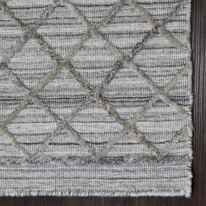 Hand Woven Overtufted Kilim Polypropylene Area Rug Contemporary Light Gray DP0009