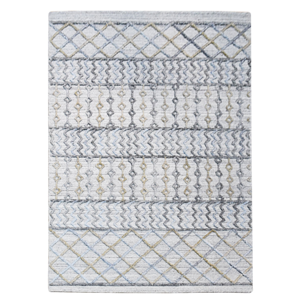 Hand Woven Overtufted Kilim Polypropylene Area Rug Contemporary Light Gray DP0009