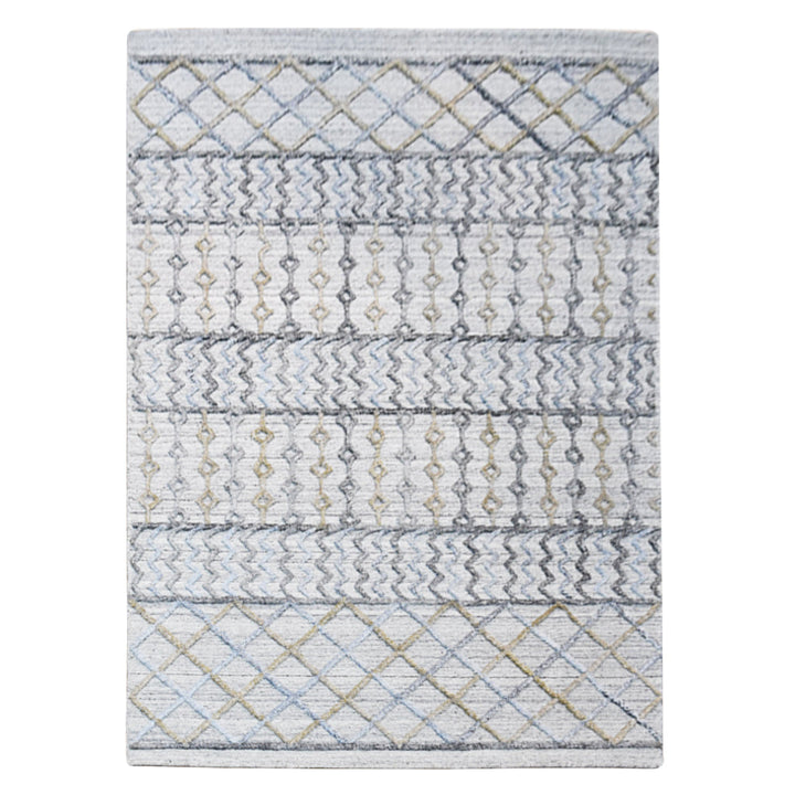 Hand Woven Overtufted Kilim Polypropylene Area Rug Contemporary Light Gray DP0009