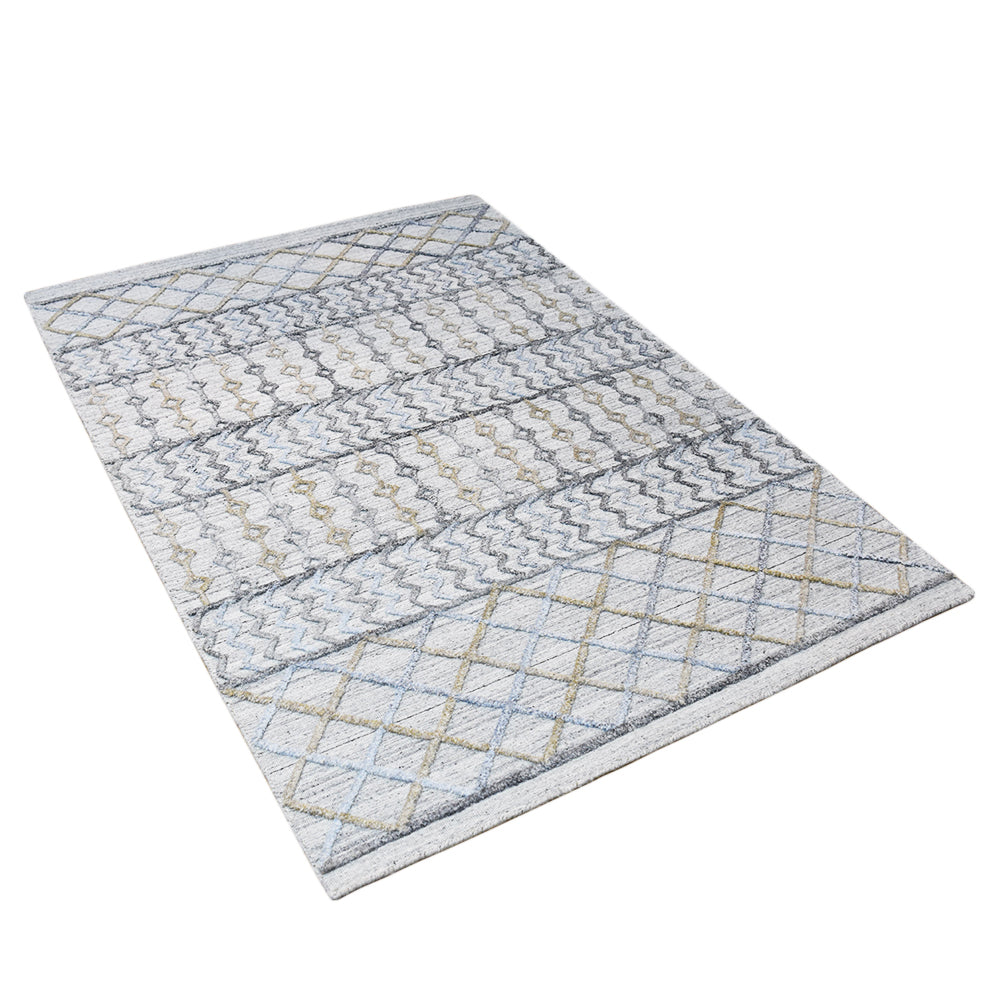 Hand Woven Overtufted Kilim Polypropylene Area Rug Contemporary Light Gray DP0009