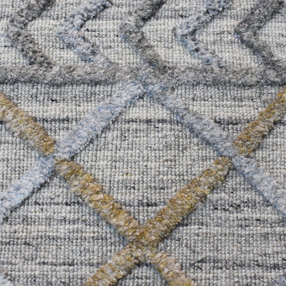 Hand Woven Overtufted Kilim Polypropylene Area Rug Contemporary Light Gray DP0009
